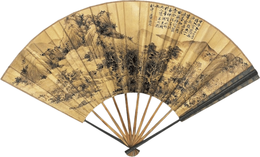 Schöner Fächer im alten chinesischen Stil in schönem Braun
