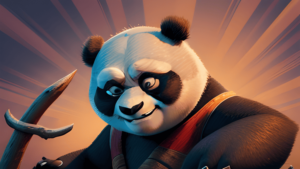 Der Kung Fu Panda in der Kopfansicht und er macht ein eher verdutztes Gesicht